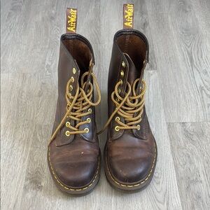 Dr. Martens Dark Brown Boots with Yellow Laces men’s size 6 US